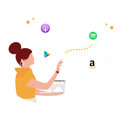 Distribute audio content as a podcast and across social platforms